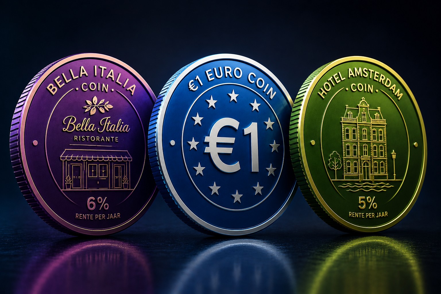Voorbeelden van Company Coins en een euro stablecoin